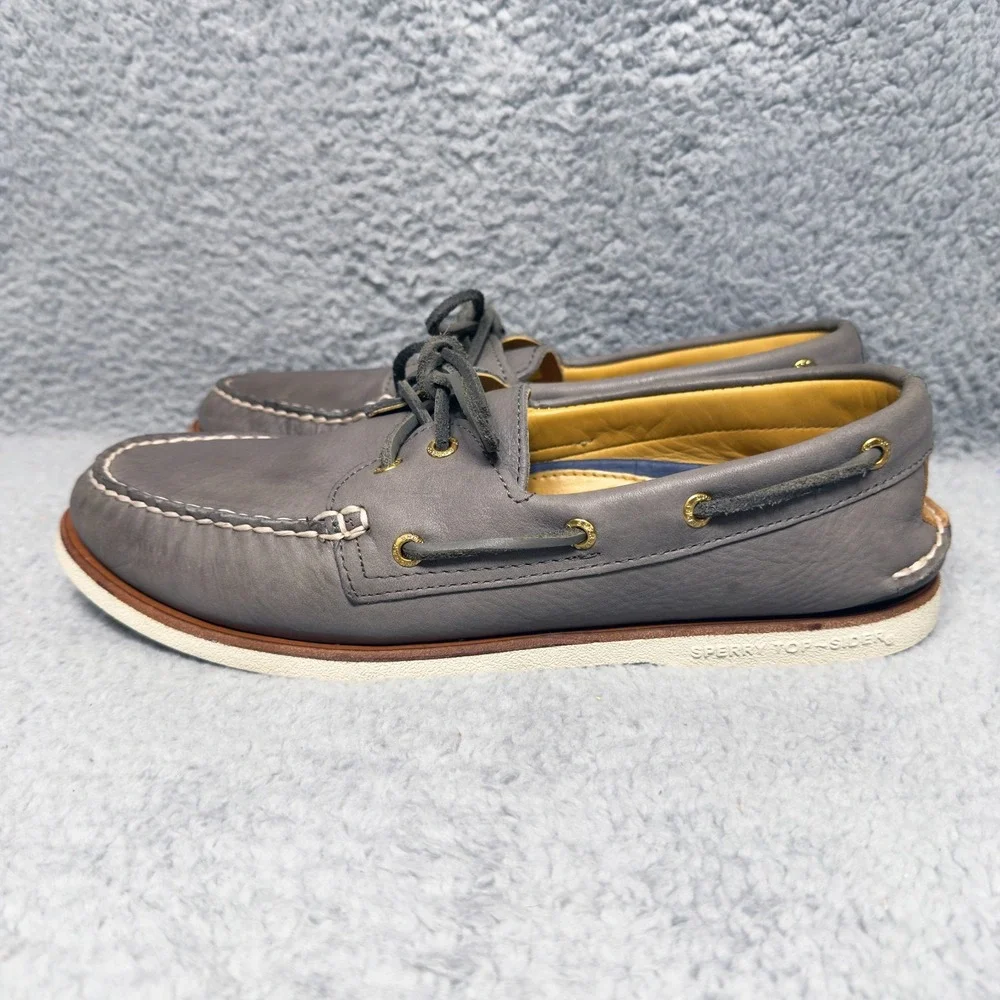Sperry Gold Cup A/O 2-Eye Mens Size 11 Boat Shoes Soft Gray Leather STS23217